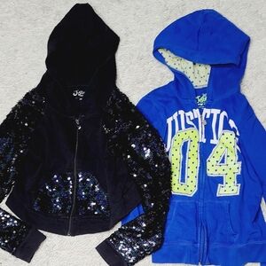 2 girls Justice zip up hooded sweatshirt sequim 12